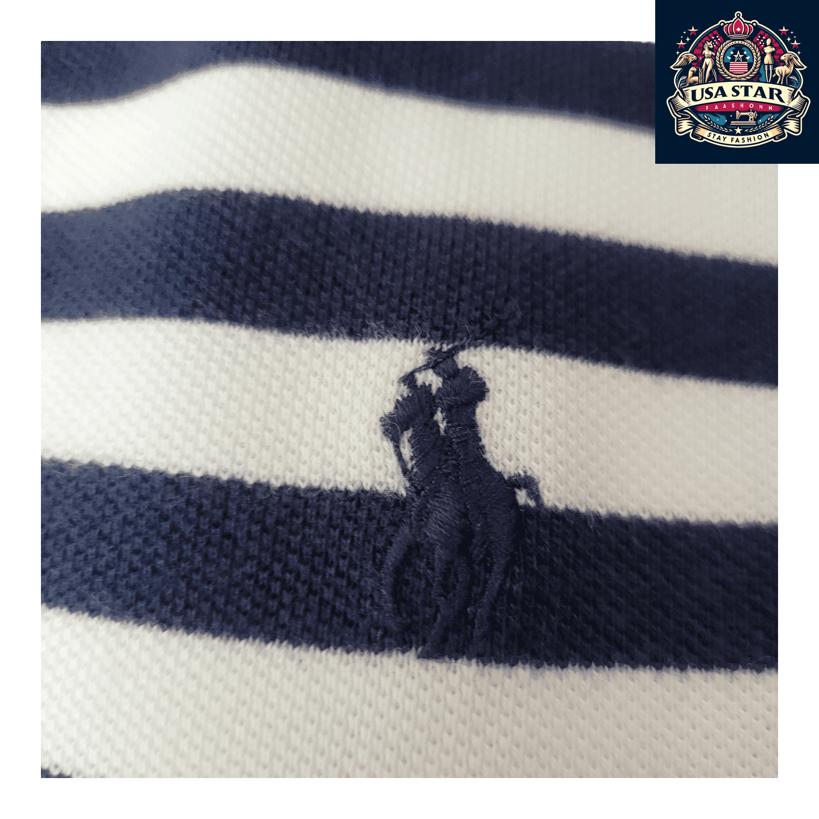 Polo Ralph Lauren Men's Polo Shirt - Large Navy/White Striped, 100% Cotton, Classic Fit - USASTARFASHION