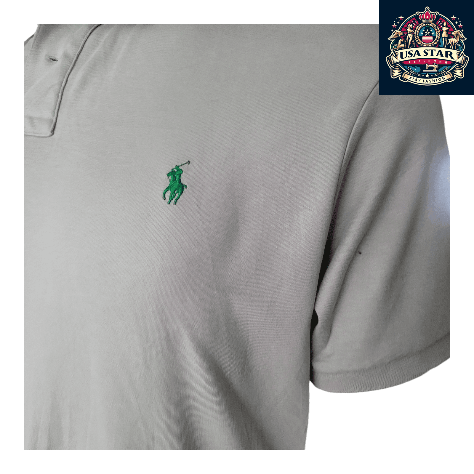 Polo Ralph Lauren Men's Polo Shirt - XLTG Custom Fit Light Gray, 100% Cotton, Breathable Style - USASTARFASHION