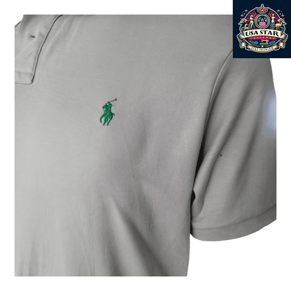 Polo Ralph Lauren Men's Polo Shirt - XLTG Custom Fit Light Gray, 100% Cotton, Breathable Style - USASTARFASHION