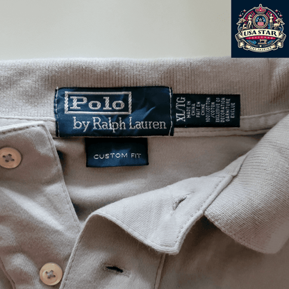 Polo Ralph Lauren Men's Polo Shirt - XLTG Custom Fit Light Gray, 100% Cotton, Breathable Style - USASTARFASHION