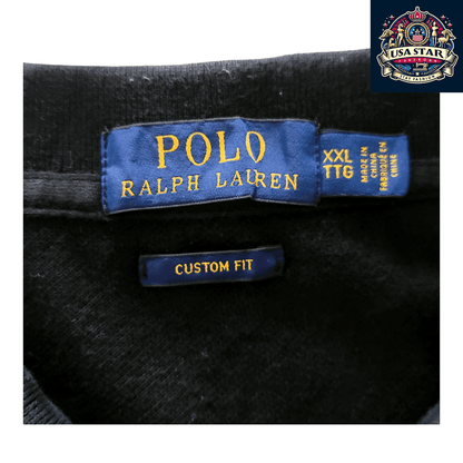 Polo Ralph Lauren Men's Polo Shirt XXL - Custom Fit Black With Embroidered Logos - USASTARFASHION