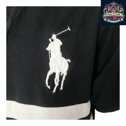 Polo Ralph Lauren Men's Polo Shirt XXL - Custom Fit Black With Embroidered Logos - USASTARFASHION