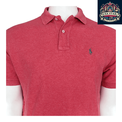 Polo Ralph Lauren Men's Red Classic Fit Polo Shirt, 100% Cotton, Timeless Casual Style, Size M - USASTARFASHION