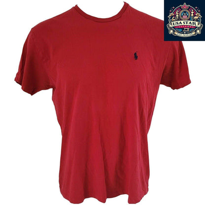 Polo Ralph Lauren Red T-Shirt, 100% Cotton, Unisex Regular Fit, Size M, Classic Crew Neck - USASTARFASHION