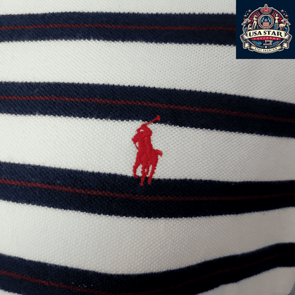 Polo Ralph Lauren Striped Polo Shirt for Men, Size M, 100% Cotton with Red Pony Emblem - USASTARFASHION