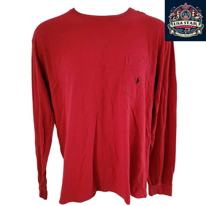 Polo Ralph Lauren Sweatshirt XL - Vintage Red Cotton Pullover, Soft & Breathable Classic Style - USASTARFASHION
