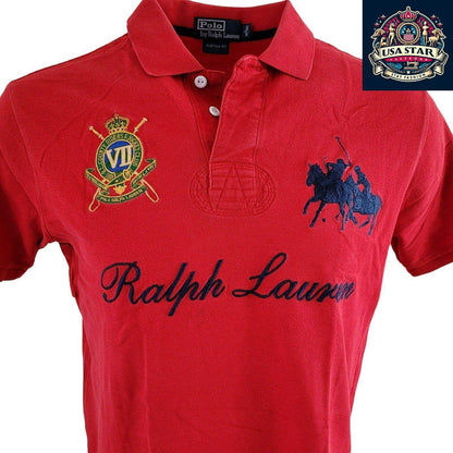 Polo Ralph Lauren T-Shirt Red for Men, Size L, 100% Cotton, Iconic Logo, Comfortable Fit - USASTARFASHION