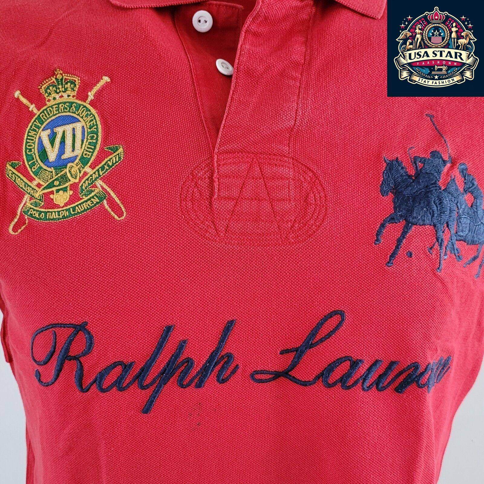 Polo Ralph Lauren T-Shirt Red for Men, Size L, 100% Cotton, Iconic Logo, Comfortable Fit - USASTARFASHION