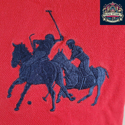Polo Ralph Lauren T-Shirt Red for Men, Size L, 100% Cotton, Iconic Logo, Comfortable Fit - USASTARFASHION
