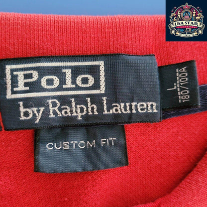 Polo Ralph Lauren T-Shirt Red for Men, Size L, 100% Cotton, Iconic Logo, Comfortable Fit - USASTARFASHION