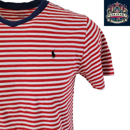 Polo Ralph Lauren T-Shirt XL | Red Striped Design | High - Quality Cotton Comfort - USASTARFASHION