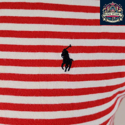Polo Ralph Lauren T-Shirt XL | Red Striped Design | High - Quality Cotton Comfort - USASTARFASHION