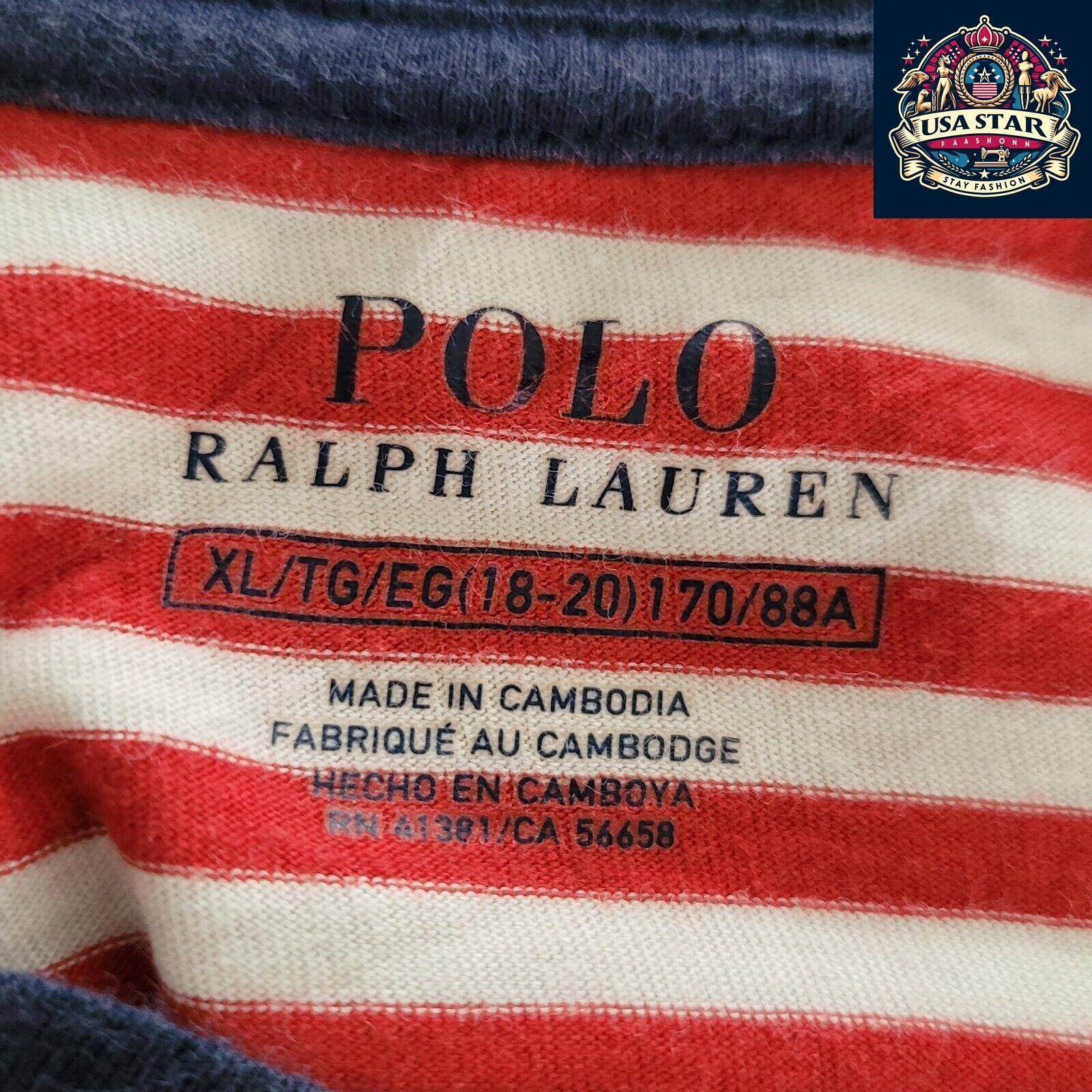 Polo Ralph Lauren T-Shirt XL | Red Striped Design | High - Quality Cotton Comfort - USASTARFASHION
