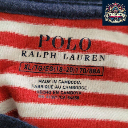 Polo Ralph Lauren T-Shirt XL | Red Striped Design | High - Quality Cotton Comfort - USASTARFASHION