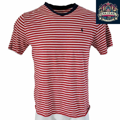 Polo Ralph Lauren T-Shirt XL | Red Striped Design | High - Quality Cotton Comfort - USASTARFASHION