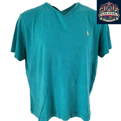 Polo Ralph Lauren V - Neck T-Shirt in XL Soft Cotton, Iconic Logo, Classic Design for Every Occasion - USASTARFASHION