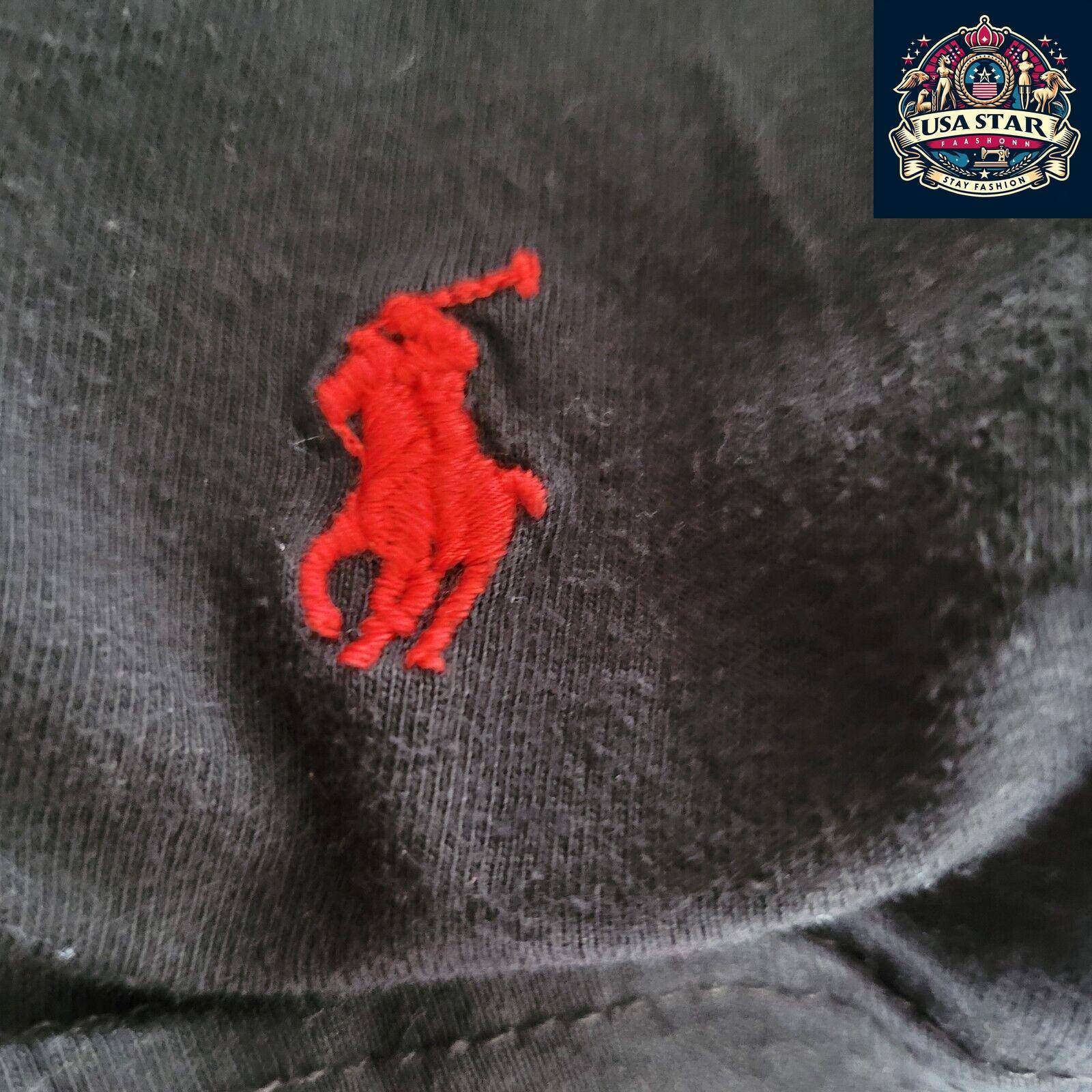 Polo Ralph Lauren V - Neck T-Shirt M - Soft Cotton, Classic Black, Timeless Style for Men - USASTARFASHION