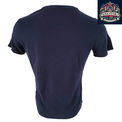 Polo Ralph Lauren V Neck T Shirt Navy Blue, Breathable Cotton, Timeless Style, Size Small - USASTARFASHION