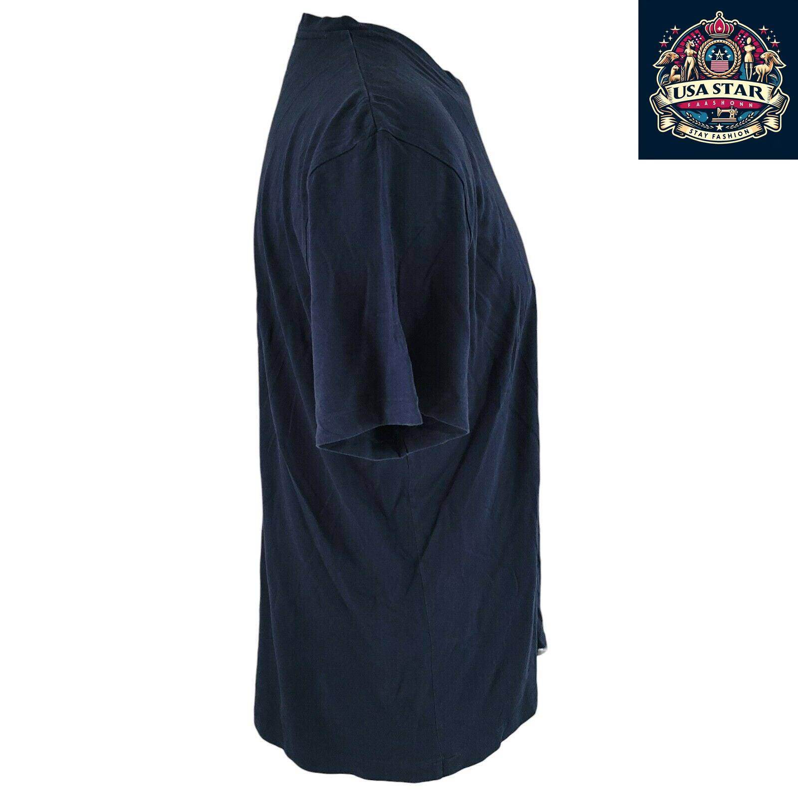 Polo RL Ralph Lauren Men's Navy 100% Cotton V - Neck T-Shirt, Classic Fit, Stylish Casual Wear - USASTARFASHION