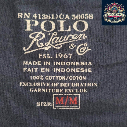 Polo RL Ralph Lauren Men's Navy 100% Cotton V - Neck T-Shirt, Classic Fit, Stylish Casual Wear - USASTARFASHION