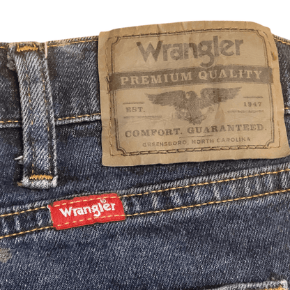 Pre - Owned Wrangler Jeans 42x32 Relaxed Fit - Dark Blue Denim, Comfortable and Stylish - USASTARFASHION
