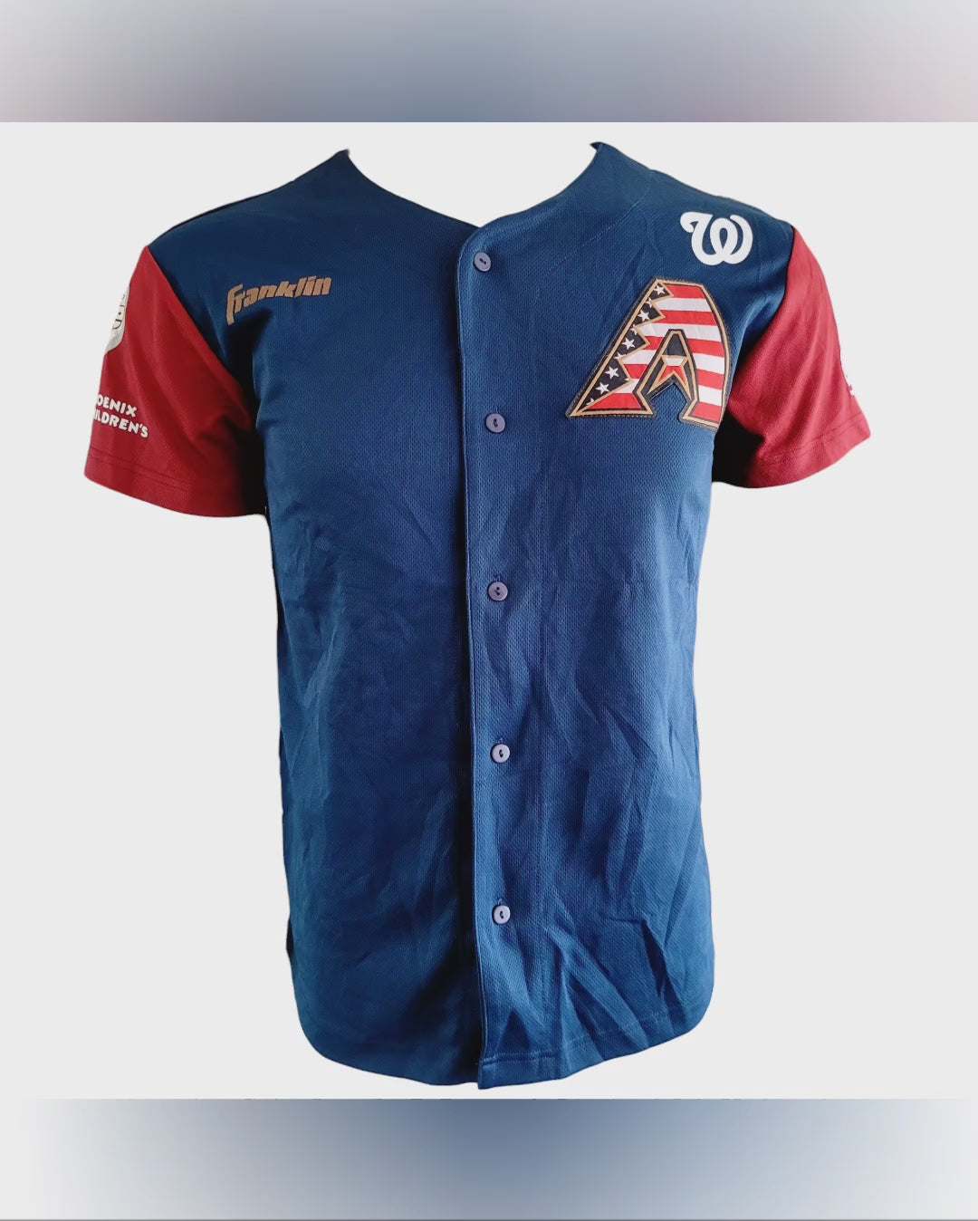 Arizona Diamondbacks Jersey - Unisex Adult Sports Jersey, Red/Blue, Size S, Tide Logo USASTARFASHION