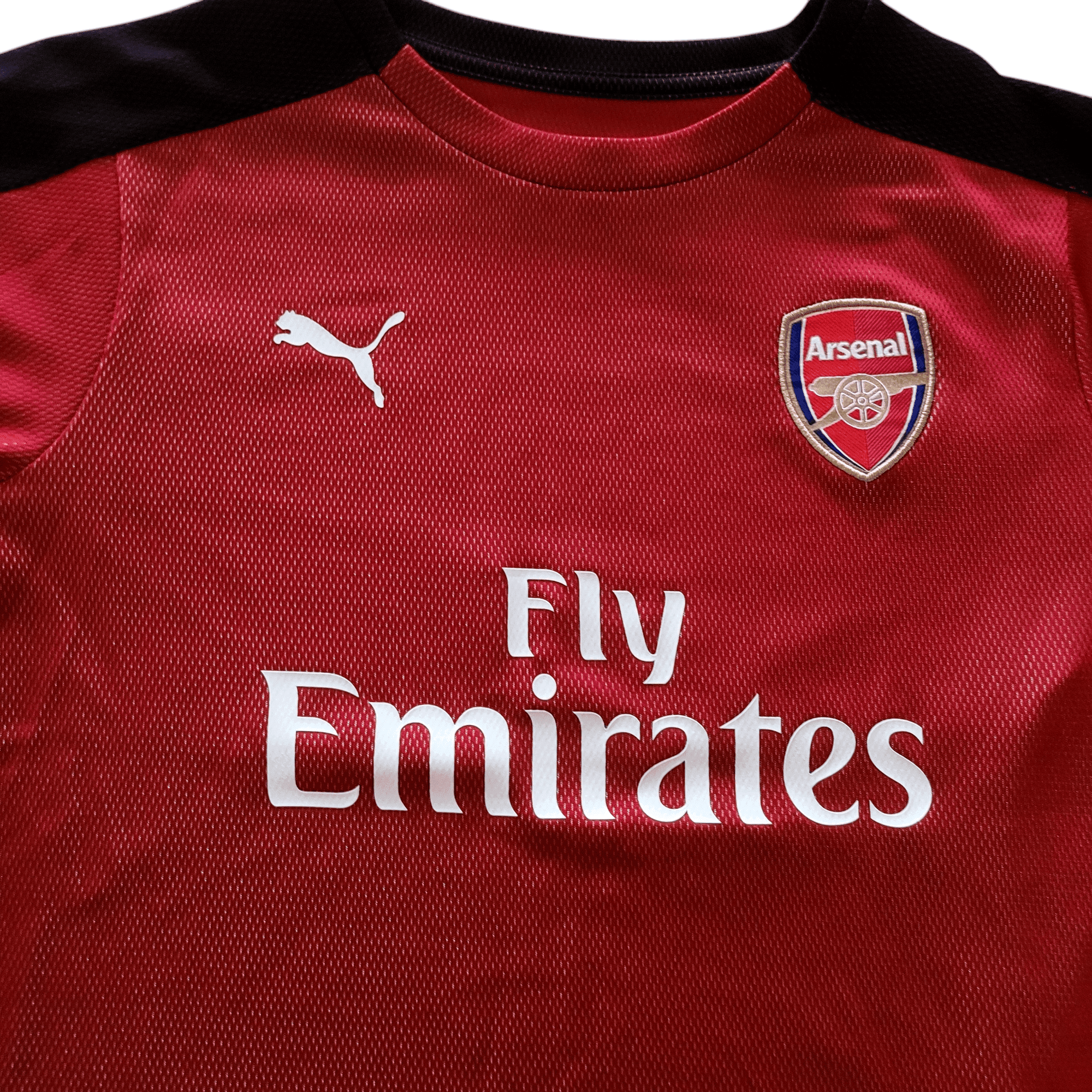 Puma Arsenal FC 2017/18 Junior Shirt - Red/Black - Size 11 - 12 Yrs - Fly Emirates Logo - USASTARFASHION