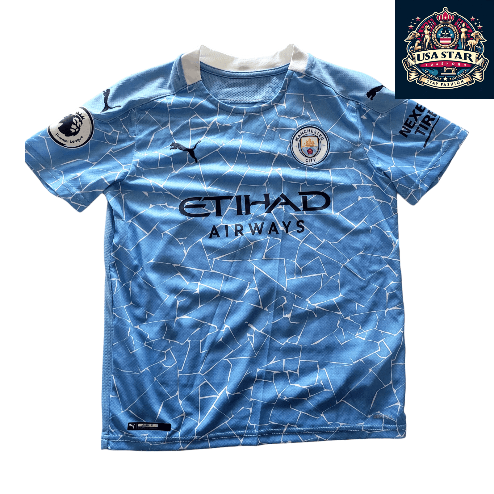 Puma Manchester City Youth Home Jersey 10 LJ Medium - Boys Football Jersey, Durable & Breathable - USASTARFASHION