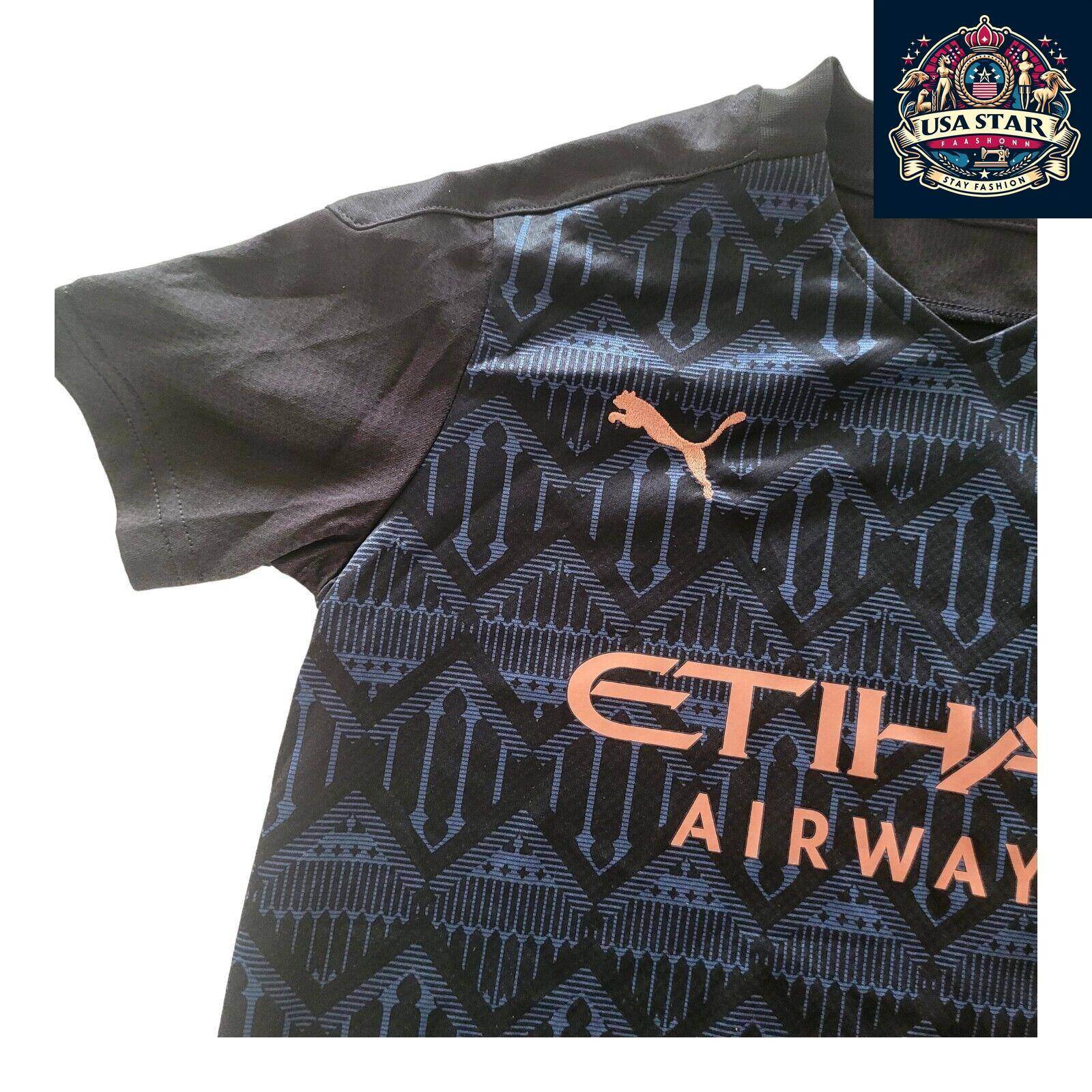 Puma Manchester City Youth Jersey Medium Black - Dark Denim, DryCELL Fabric, New With Tags - USASTARFASHION