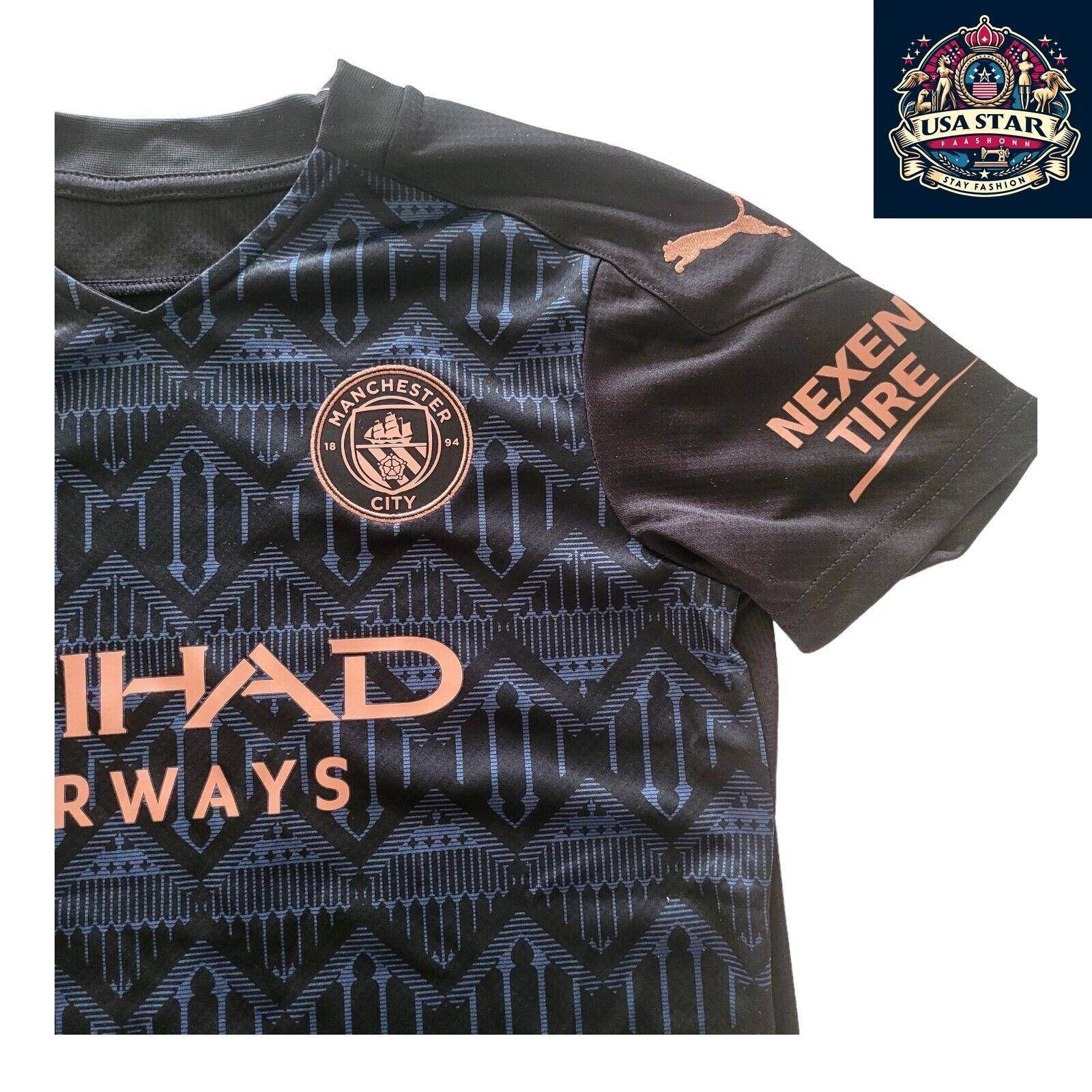 Puma Manchester City Youth Jersey Medium Black - Dark Denim, DryCELL Fabric, New With Tags - USASTARFASHION