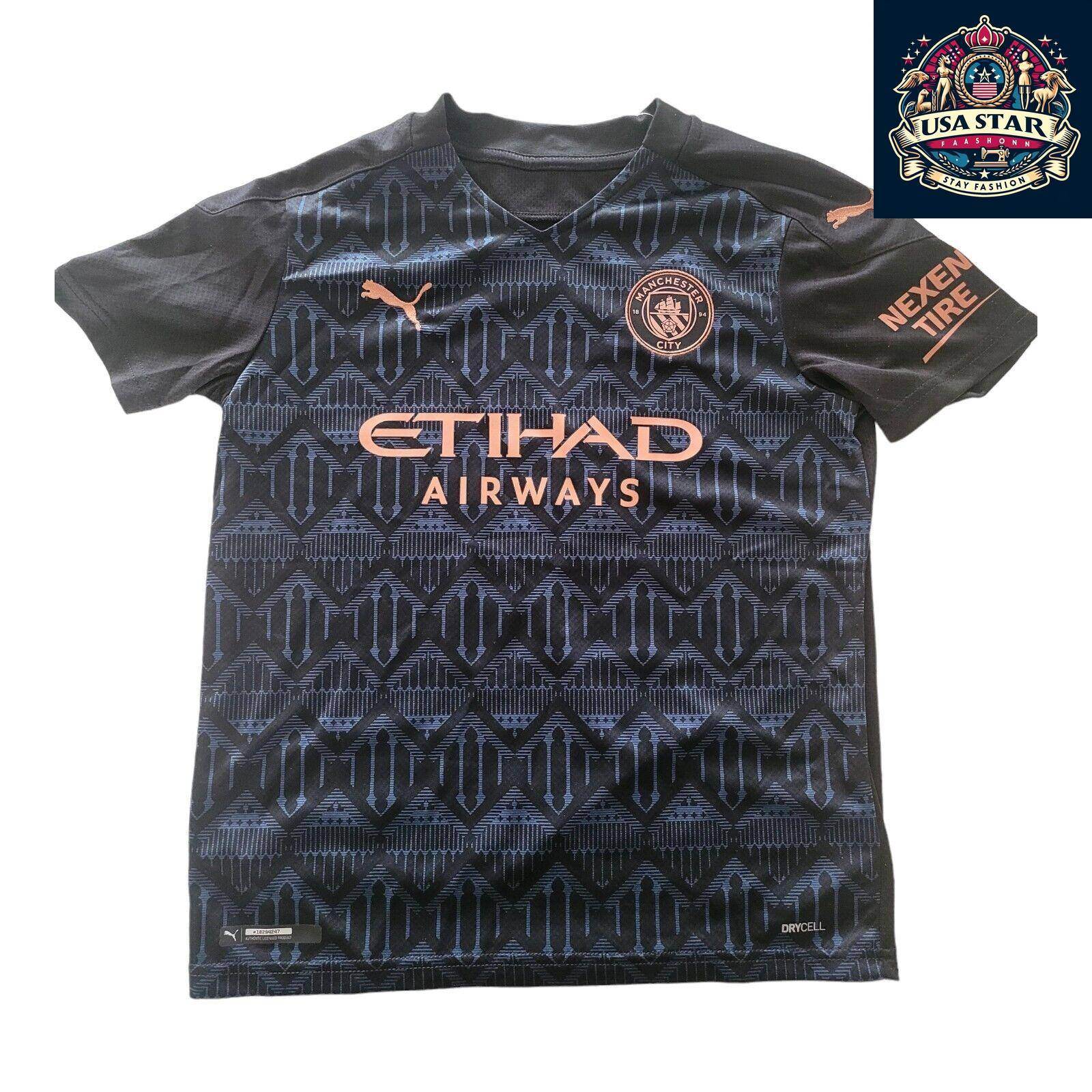 Puma Manchester City Youth Jersey Medium Black - Dark Denim, DryCELL Fabric, New With Tags - USASTARFASHION