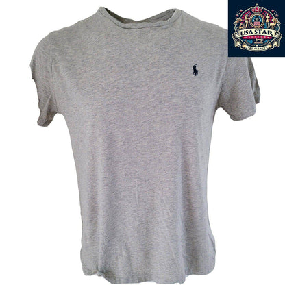 Ralph Lauren Grey T-Shirt for Men, Size M, 100% Cotton, Round Neck, Comfortable Fit, Timeless Style - USASTARFASHION