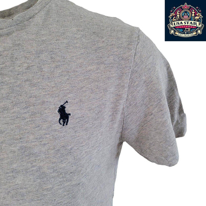 Ralph Lauren Grey T-Shirt for Men, Size M, 100% Cotton, Round Neck, Comfortable Fit, Timeless Style - USASTARFASHION