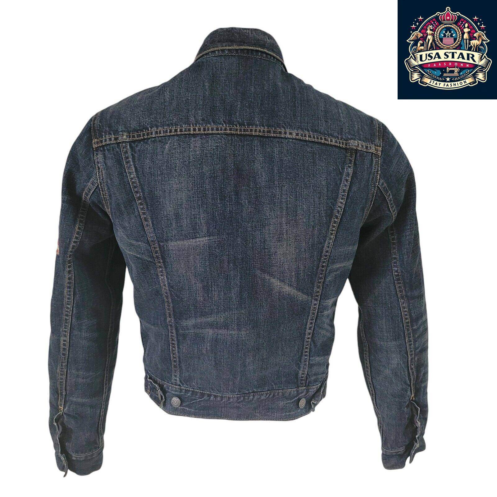 Ralph Lauren Navy Sherpa Denim Jacket Size Small with Flag Theme, Soft Cotton & Practical Pockets - USASTARFASHION