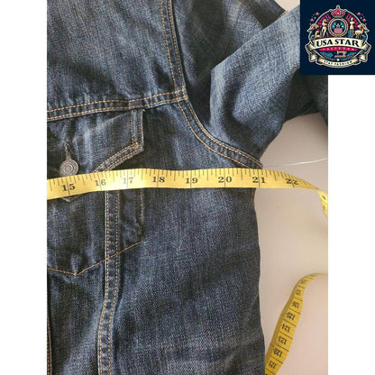 Ralph Lauren Navy Sherpa Denim Jacket Size Small with Flag Theme, Soft Cotton & Practical Pockets - USASTARFASHION