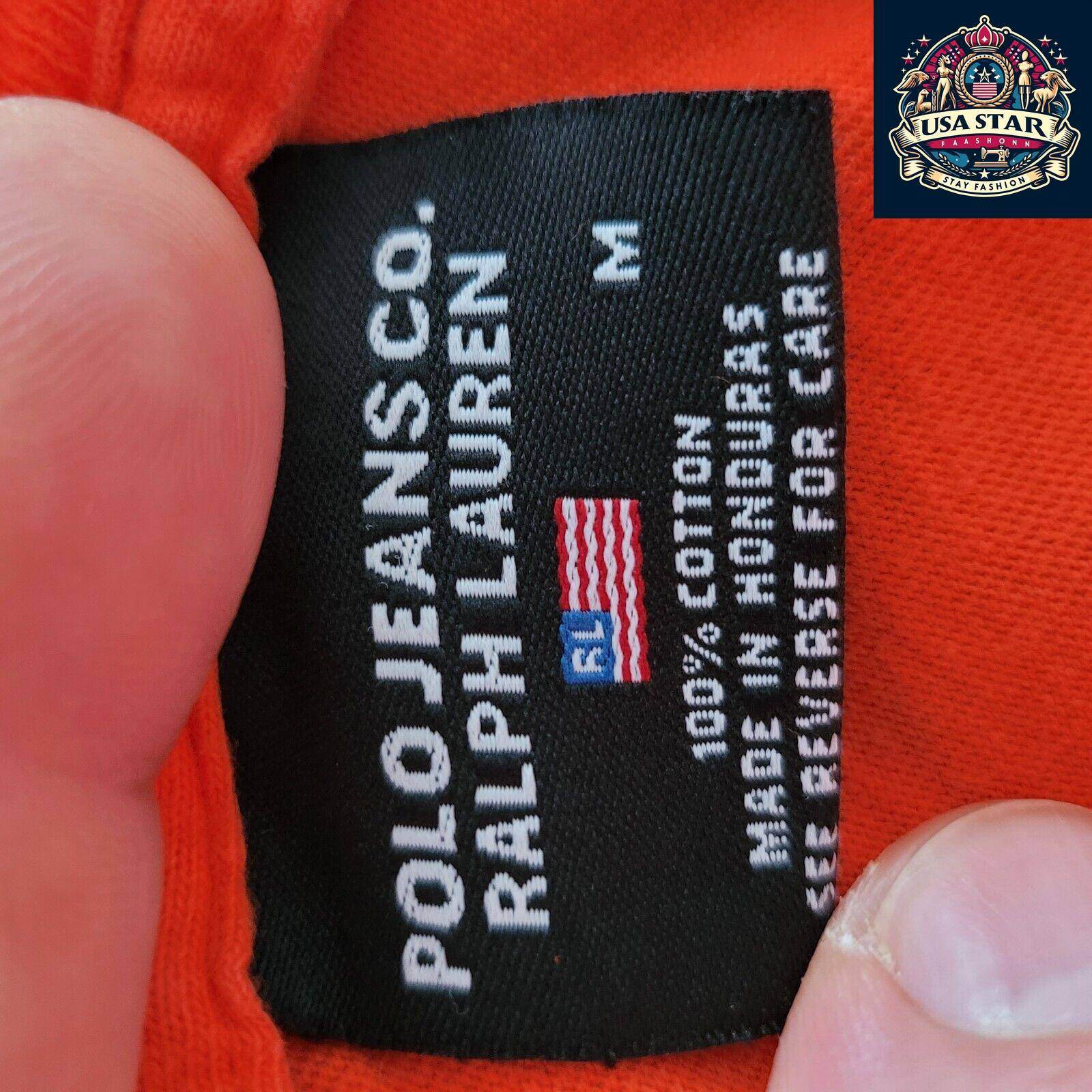 Ralph Lauren Polo T-Shirt, Classic Fit 100% Cotton, Vibrant Orange, Size M, Iconic USA Style - USASTARFASHION