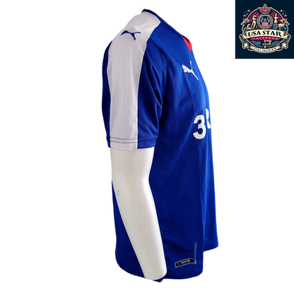 Rangers FC Jersey by Puma - 32Red Sponsor Football Shirt, Blue, Men's Large, Moisture - Wicking - USASTARFASHION