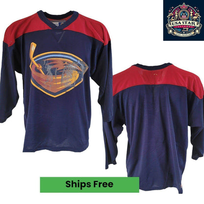 Rare Atlanta Thrashers Jersey Size L - Comfortable Navy Blue CCM Fabric for Ice Hockey Fans - USASTARFASHION
