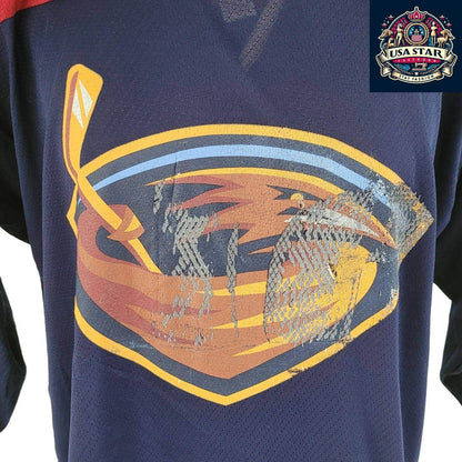 Rare Atlanta Thrashers Jersey Size L - Comfortable Navy Blue CCM Fabric for Ice Hockey Fans - USASTARFASHION