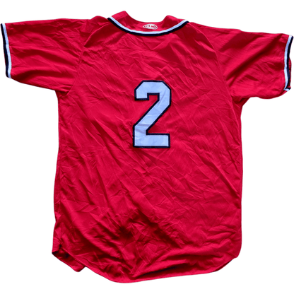 Red A’s Majestic Athletic Jersey - Men’s Medium 2, 100% Polyester, Used, Made in Canada - USASTARFASHION