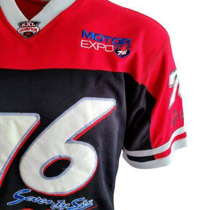 Vintage Moto Racing Jersey - Red and Black Sz S - USASTARFASHION