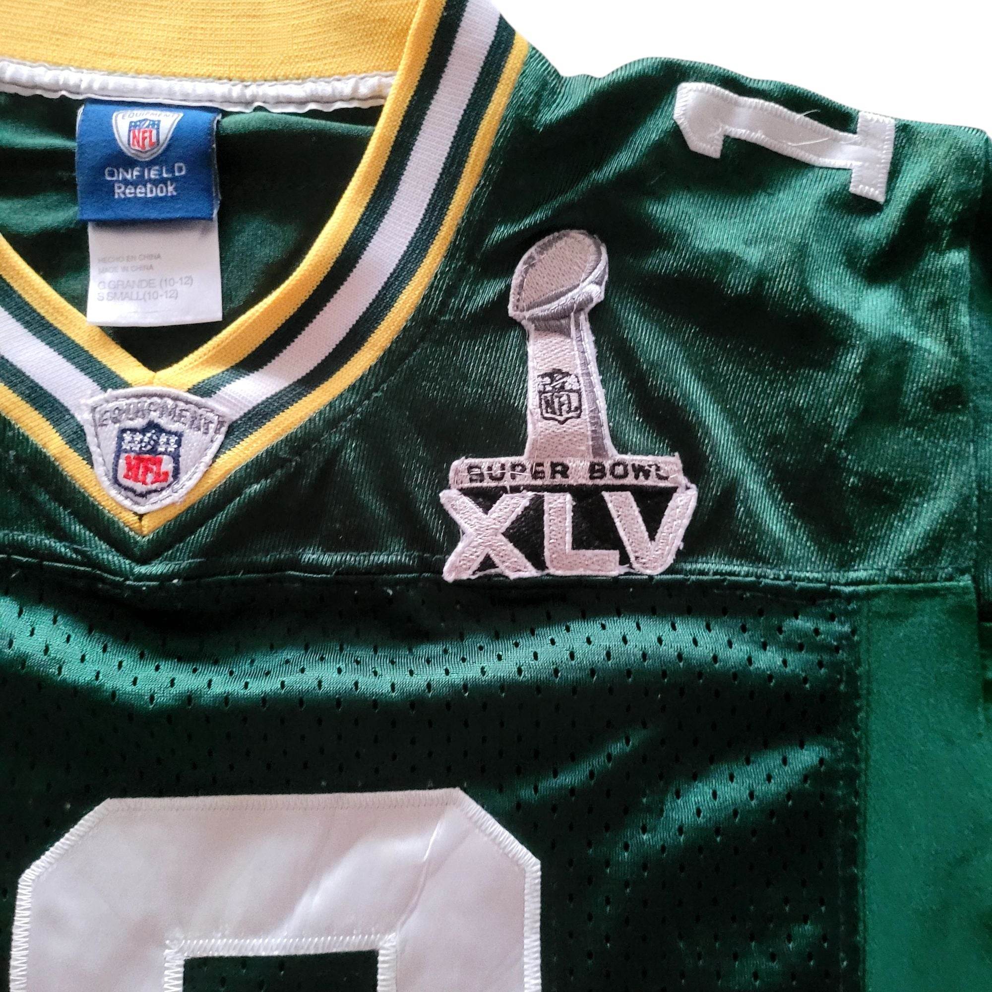 Reebok Aaron Rodgers Green Bay Packers Super Bowl XLV Youth Jersey - USASTARFASHION