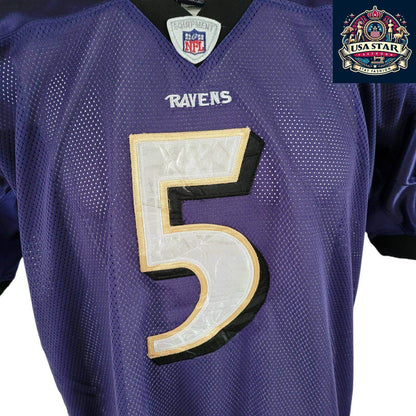Reebok Baltimore Ravens Jersey Shirt Purple Men’s Size 56 5 Flacco Authentic Design - USASTARFASHION