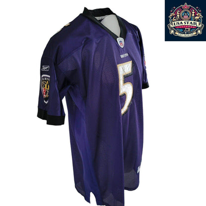 Reebok Baltimore Ravens Jersey Shirt Purple Men’s Size 56 5 Flacco Authentic Design - USASTARFASHION
