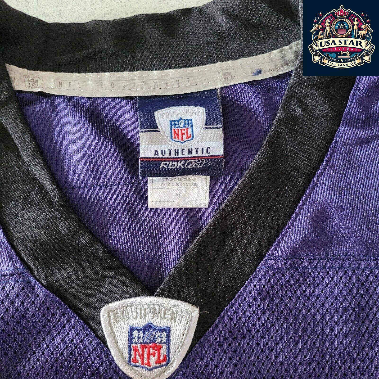 Reebok Baltimore Ravens Jersey Shirt Purple Men’s Size 56 5 Flacco Authentic Design - USASTARFASHION