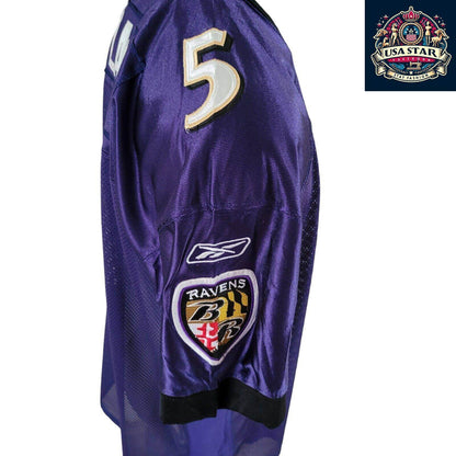 Reebok Baltimore Ravens Jersey Shirt Purple Men’s Size 56 5 Flacco Authentic Design - USASTARFASHION