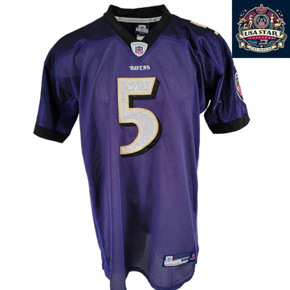Reebok Baltimore Ravens Jersey Shirt Purple Men’s Size 56 5 Flacco Authentic Design - USASTARFASHION