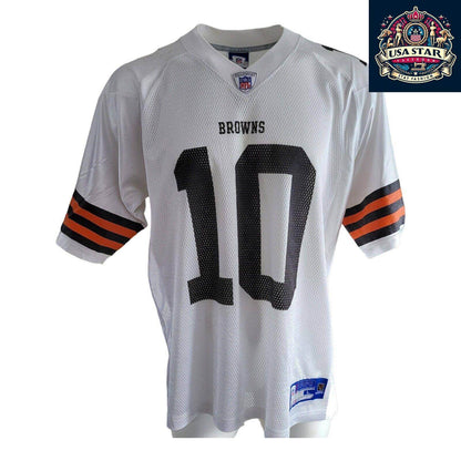 Reebok Cleveland Browns Jersey 10 Quinn - Large, Breathable Fabric, Durable Fan Apparel - USASTARFASHION