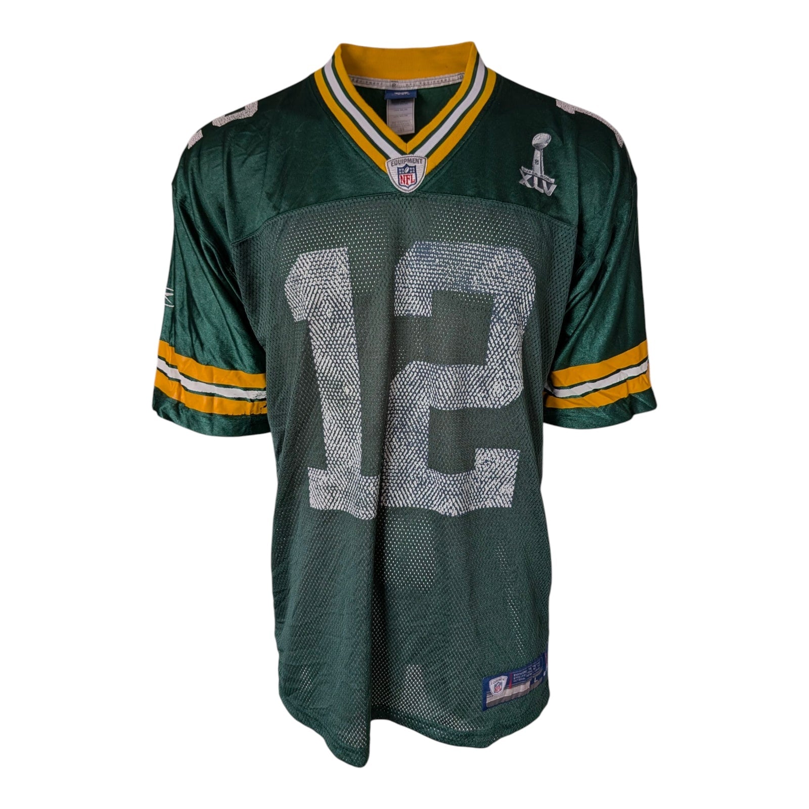 Reebok NFL Equipment – Green Bay Packers Aaron Rodgers 12 Jersey (SB XLV Patch) - USASTARFASHION