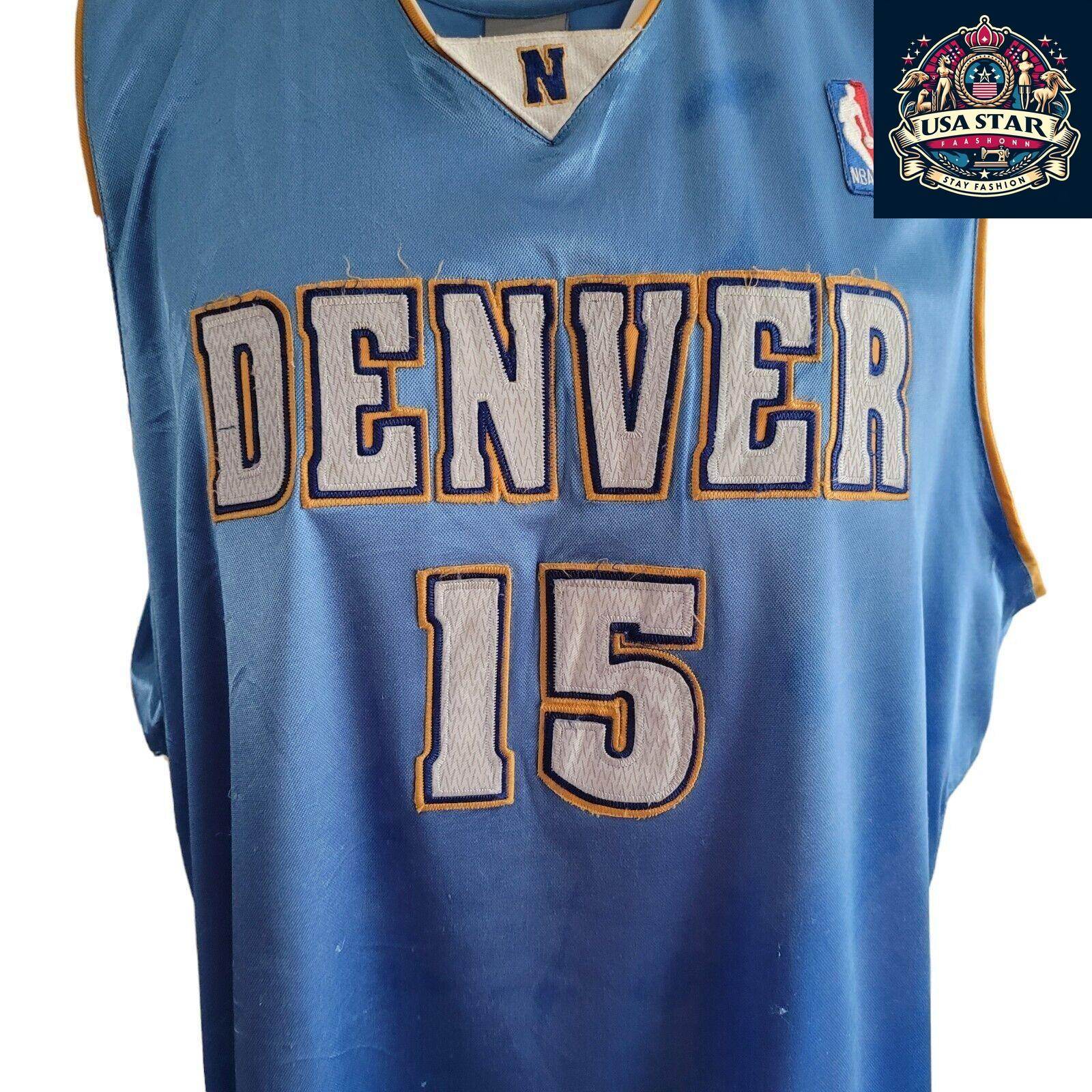 Reebok Vintage Denver Nuggets 15 Anthony Jersey 90s Sz 56 XXL Retro Sportswear - USASTARFASHION